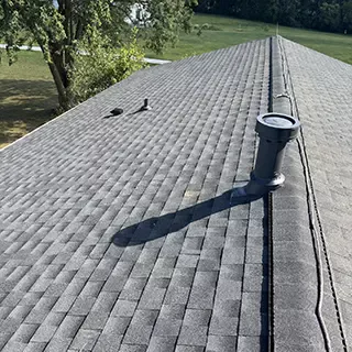 New gray shingles on roof